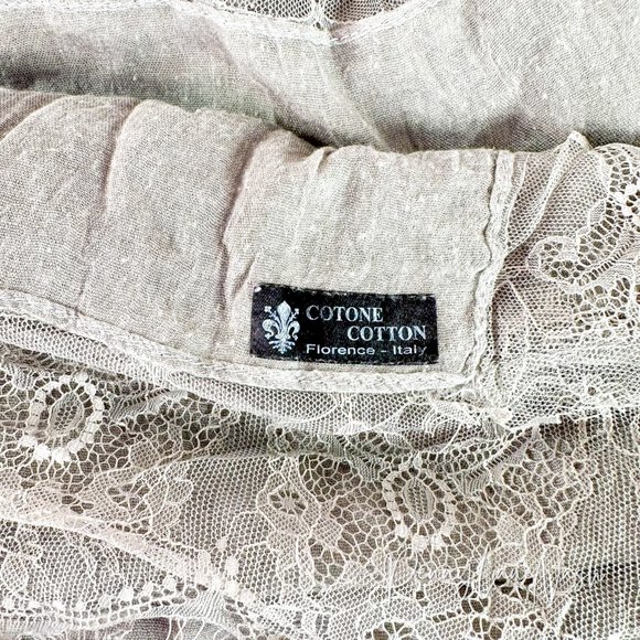 Florence Italy Lace Edge Cotton Rectangle Scarf Gray - Picture 7 of 7